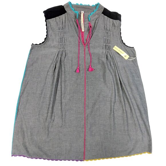 Anthropologie Gray Dress with Pink and Yellow Accents - Picture 11 of 12